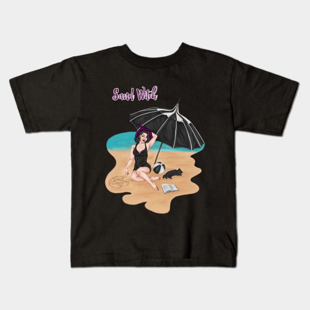 Sand Witch - Witches and Beaches Kids T-Shirt by TheGhoulishGarb